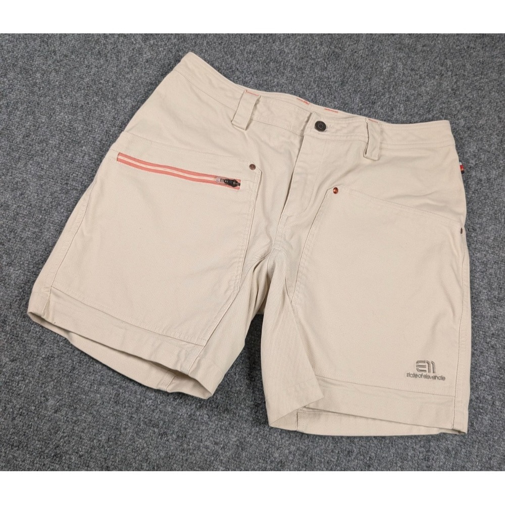 E11 State of‎ Elevenate Pebble Shorts Womens Large Ecru Stretch Canvas.